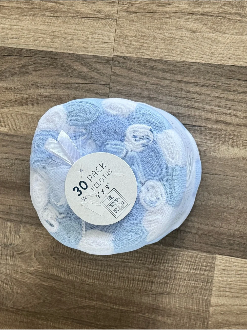 Light Blue & White Washcloths - 30 Pack